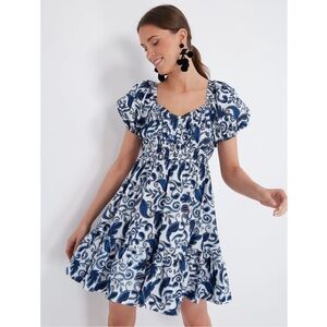 CLEOBELLA Azulejo Bea Navy Blue Patterned Floral Dress